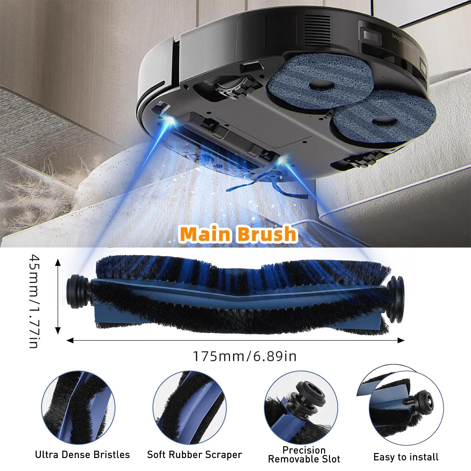 Eufy X10 Pro Omni Robot Aspirateur Brosse Latérale Principale Filtres