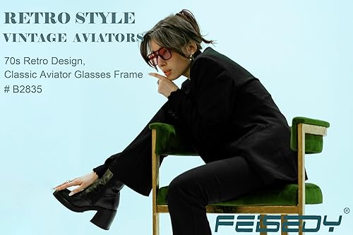 Miniatura 3 de FEISEDY Gafas de sol estilo aviador cuadradas retro para mujeres y hombres, vintage de los 70, marco de plástico de moda, B2835