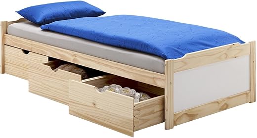 IDIMEX Funktionsbett Einzelbett Kojenbett MIA Kiefer massiv Natur lackiert Liegefläche 90 x 200 cm (B x L)