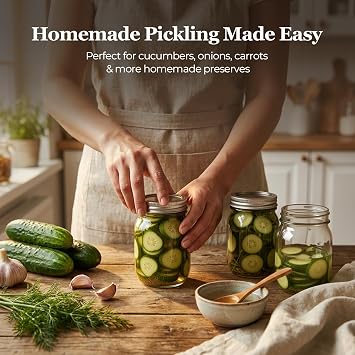 ComSaf Regular Mouth Mason Jars 16 oz with Lids, 3 Pack Canning Jars | Airtight Safety-Button Lids, Food Grade Pint Size Jars, Freezer Safe Glass, incl. 4 Chalkboard Labels, BPA-Free Material