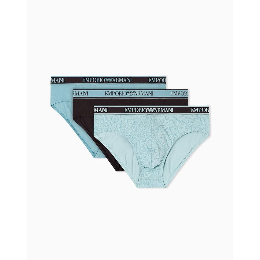 Emporio Armani Core Logoband 3-Pack Brief Mutande da Uomo, Marrone, XXL