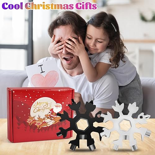 Miniatura 7 de Regalos multiherramienta de copo de nieve 18 en 1 para hombres, paquete de 9 copos de nieve de acero inoxidable, multiherramienta, regalos para