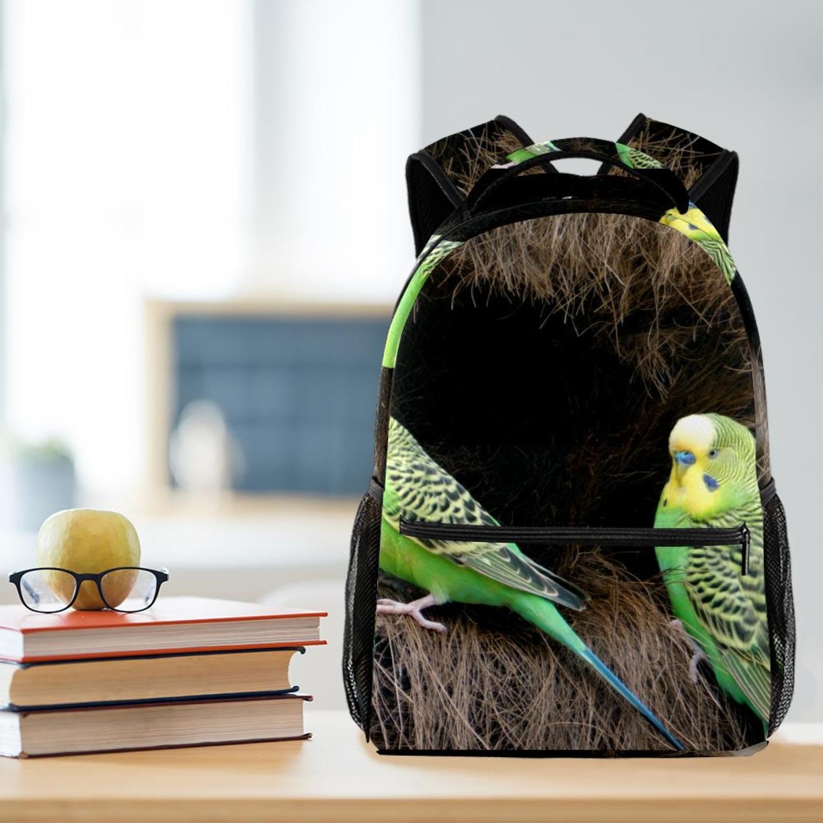 Melopsittacus - Zaino scolastico per uomo e donna, borsa da viaggio per computer portatile, leggera, zaino per libri casual