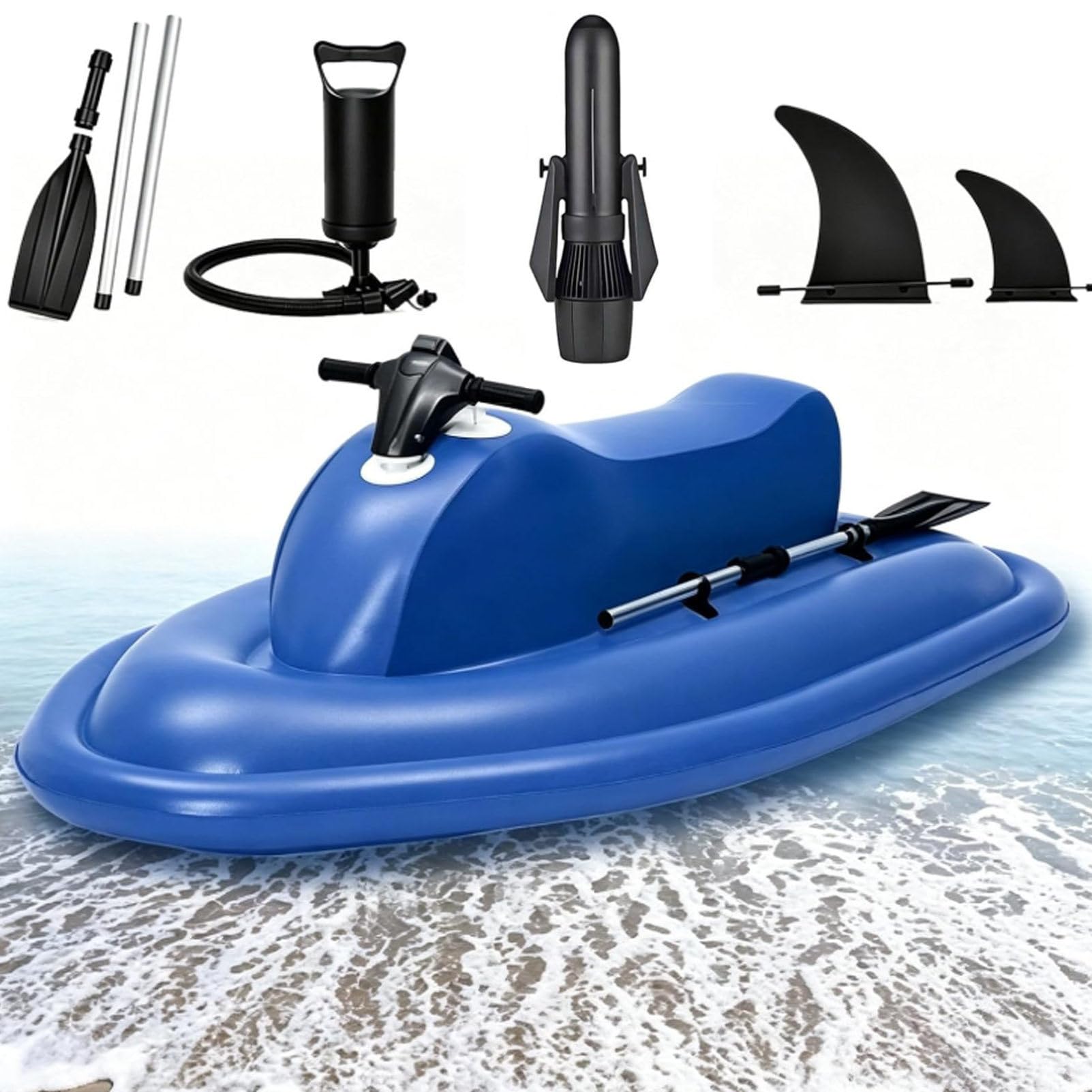 Oiyekntd Seated Floating Pool Motorboat, 10000/16000mah Battery Powered, 1-2 Persons Water Propulsion Jet Ski, Upgraded Dual-Fin Design, Motorized Watercraft for Water Sports 700W16A