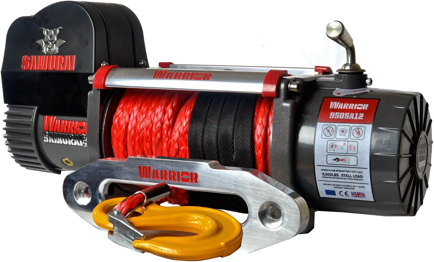 Warrior Electric Winch Samurai 9500lb 12v Synthetic Rope Long Warranty Wireless
