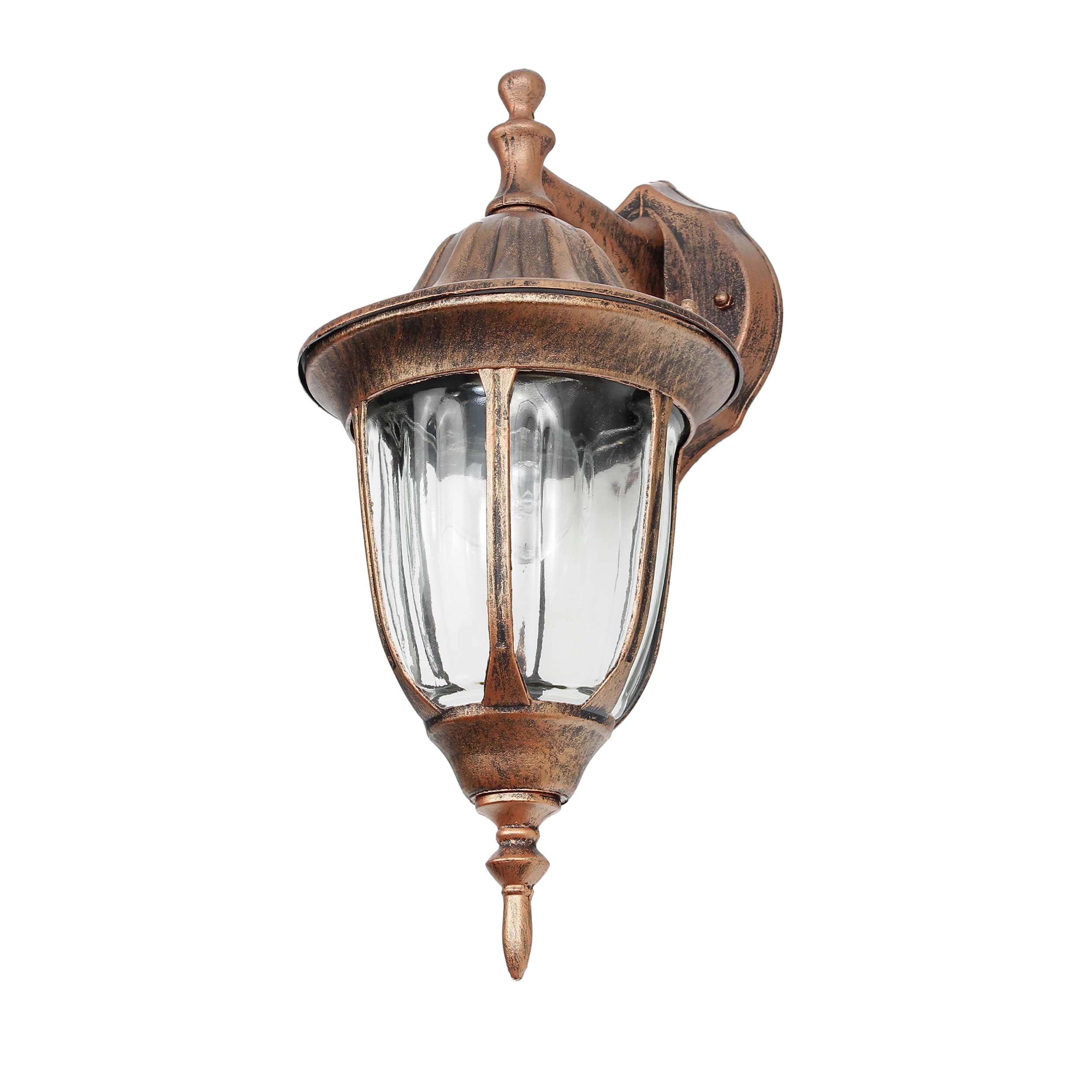 Licht-Erlebnisse MILANO Aplique exterior rústico de estilo campestre en color cobre antiguo IP44 Lámpara de pared E27 Farol ideal para Patio Jardín