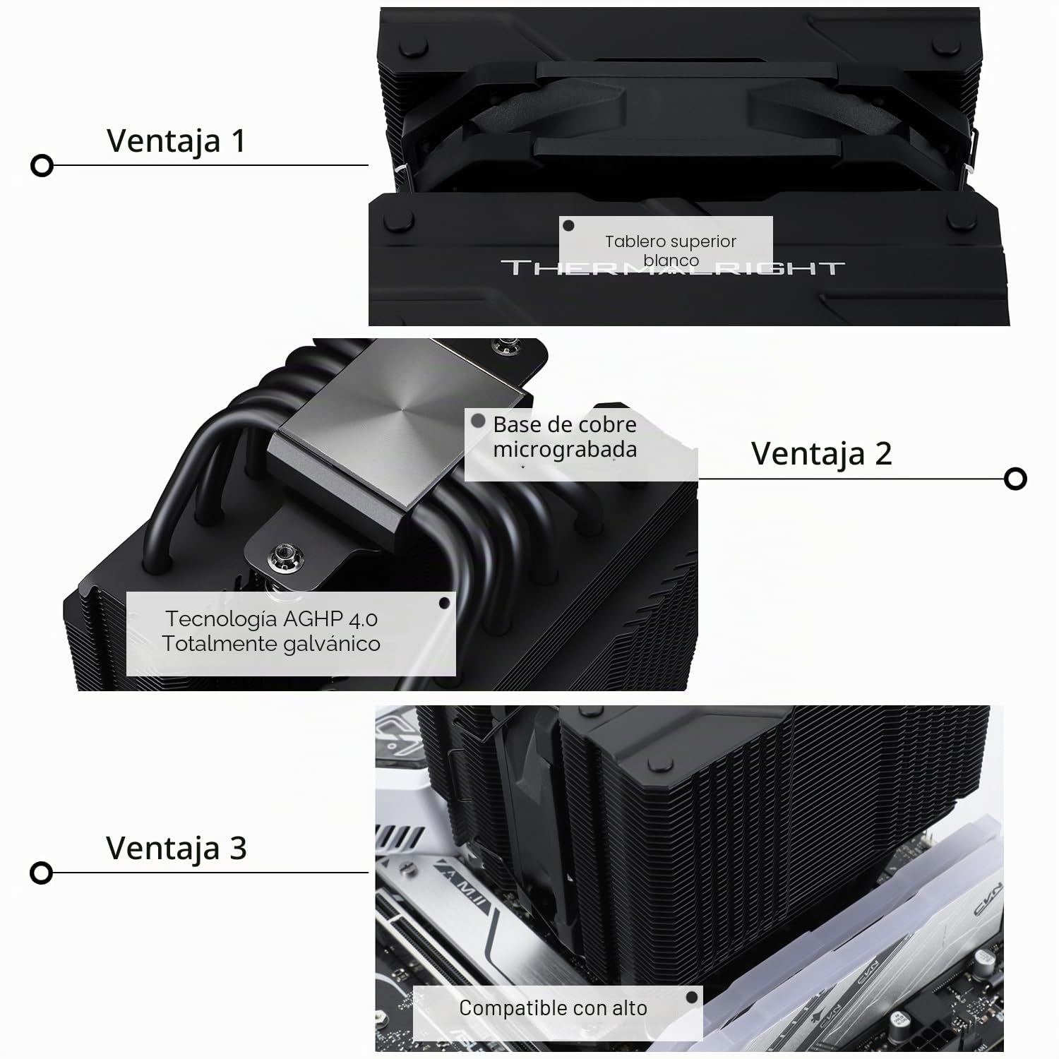 TR-Thermalright Peerless Assassin 120 MINI Negro Enfriador de CPU, Doble Torre con Heatpipes de 6x6mm, Cubierta Superior Negra, para AM5/AM4,lga1851/1700/115x