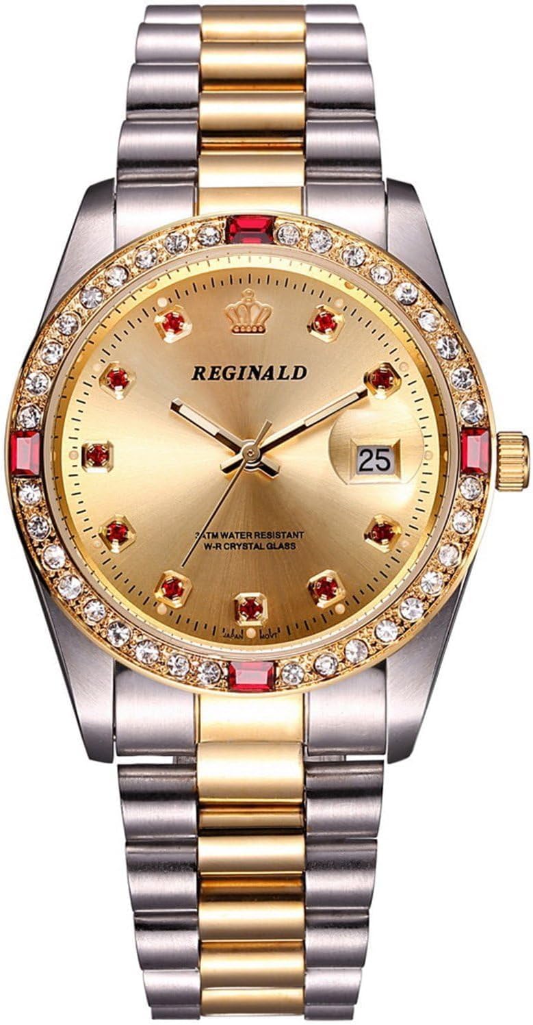 Luxury Unisex Watches Crystal Diamond Stainless Steel Watches Quartz Calendar Big Face Wrist Watch for Women Men