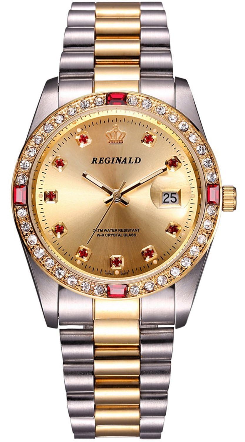 Relojes unisex de lujo con diamantes de oro reloj de cuarzo calendario luminoso bisel reloj de lujo