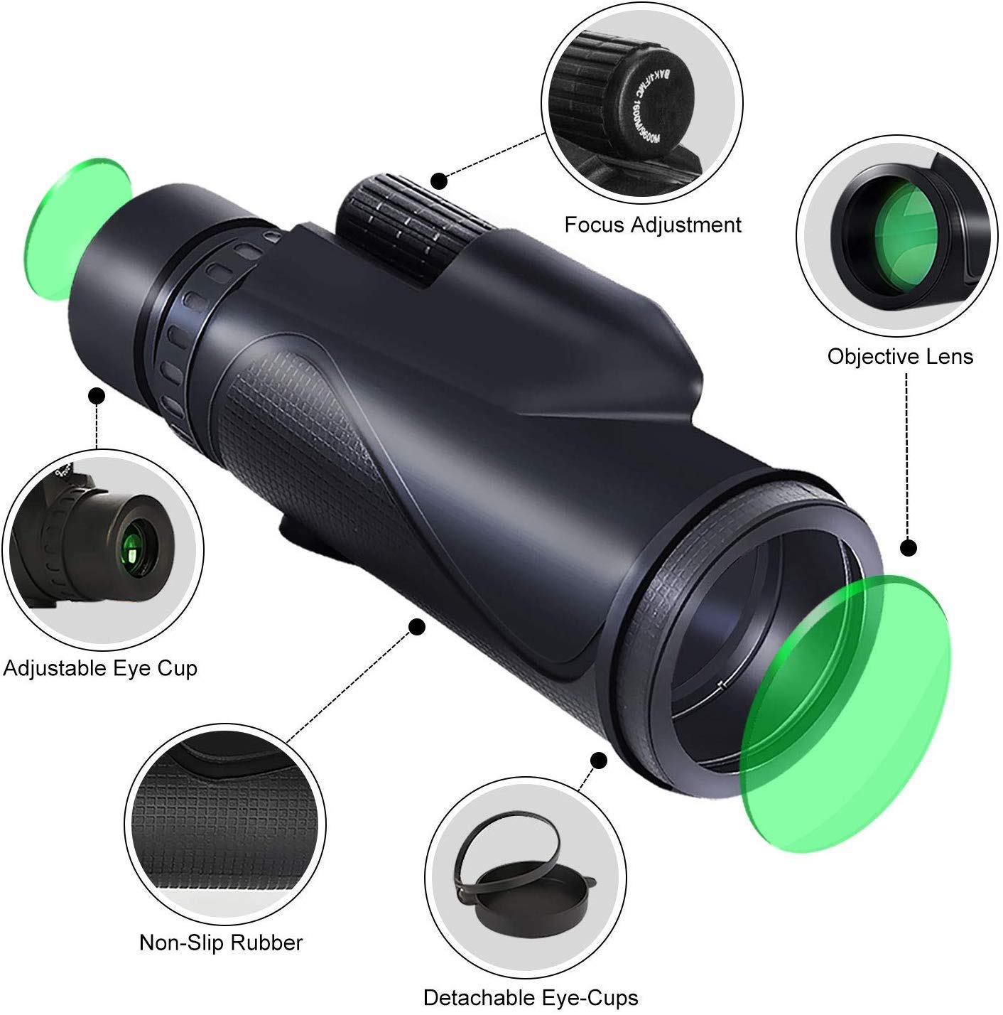 Monoculares Alta Potencia para Adultos, 40x60, compactos, Ideales para observación Aves, Acampada, Deportes al Aire Libre, Viajes, Turismo y observación Aves.