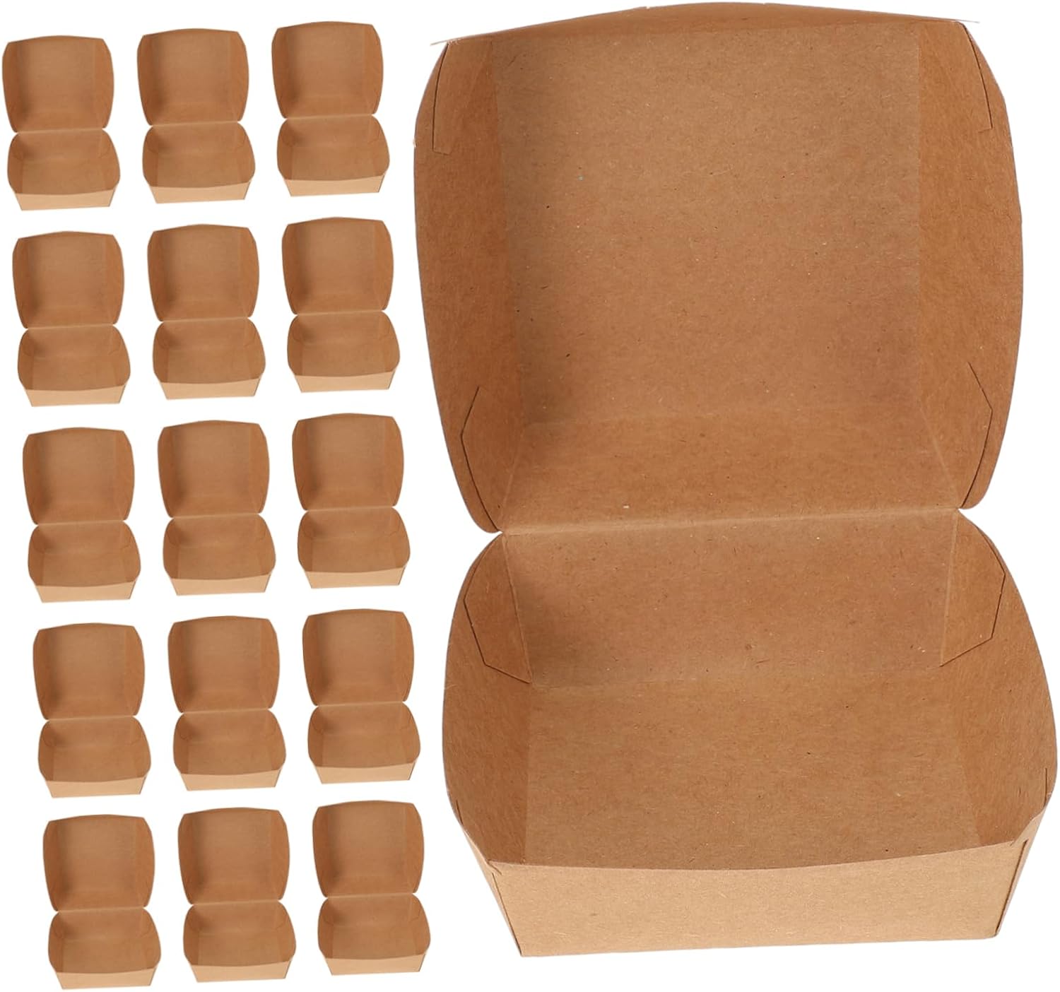 Cabilock 50pcs Clamshell Take Out Containers for Burgers Oil-resistant Kraft Paper Packaging Compact Design for Food Freshness for Fast Food Restaurants and Takeout Services