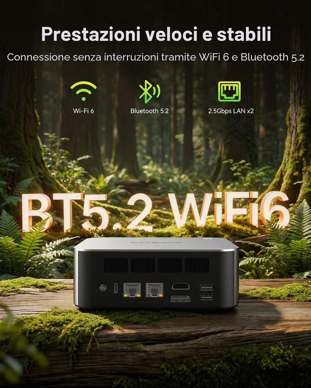 AOOSTAR MACO Mini PC con AMD R7 PRO 6850H (8C/16T fino a 4,7GHz) 24GB LPDDR5 RAM + 1TB PCIe4.0 SSD, OCuLink/2xUSB4/2x2,5G LAN/Impronta digitale, W11 Pro, Mini Computer per Gaming e Ufficio