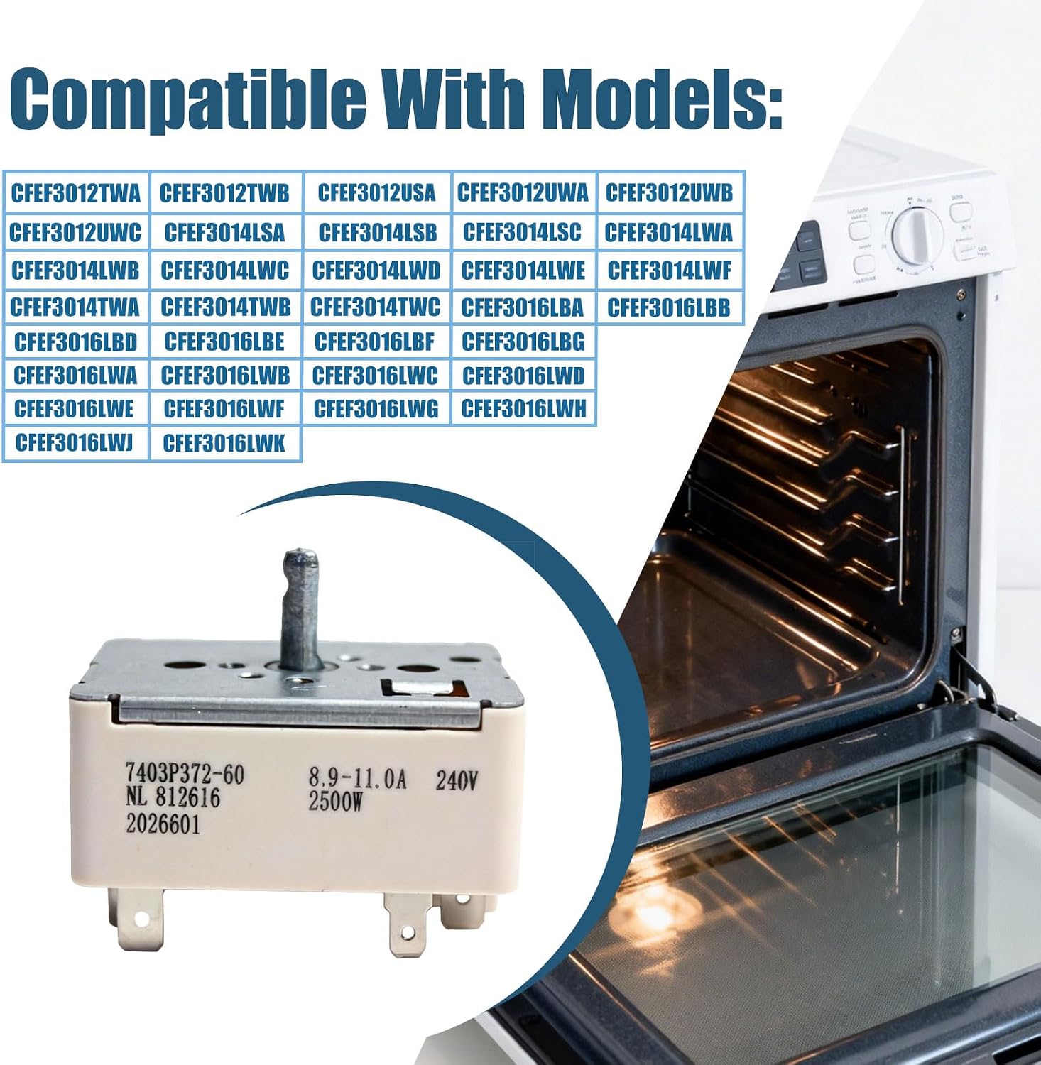 7403P239-60 Upgraded Oven Range Infinite Switch Compatible With Whirlpool Maytag KitchenAid Jenn-Air Amana Magic Chef Admiral Norge Roper Replaces 7403P372-60 812675 AP6011291 NL812675 PS11744487