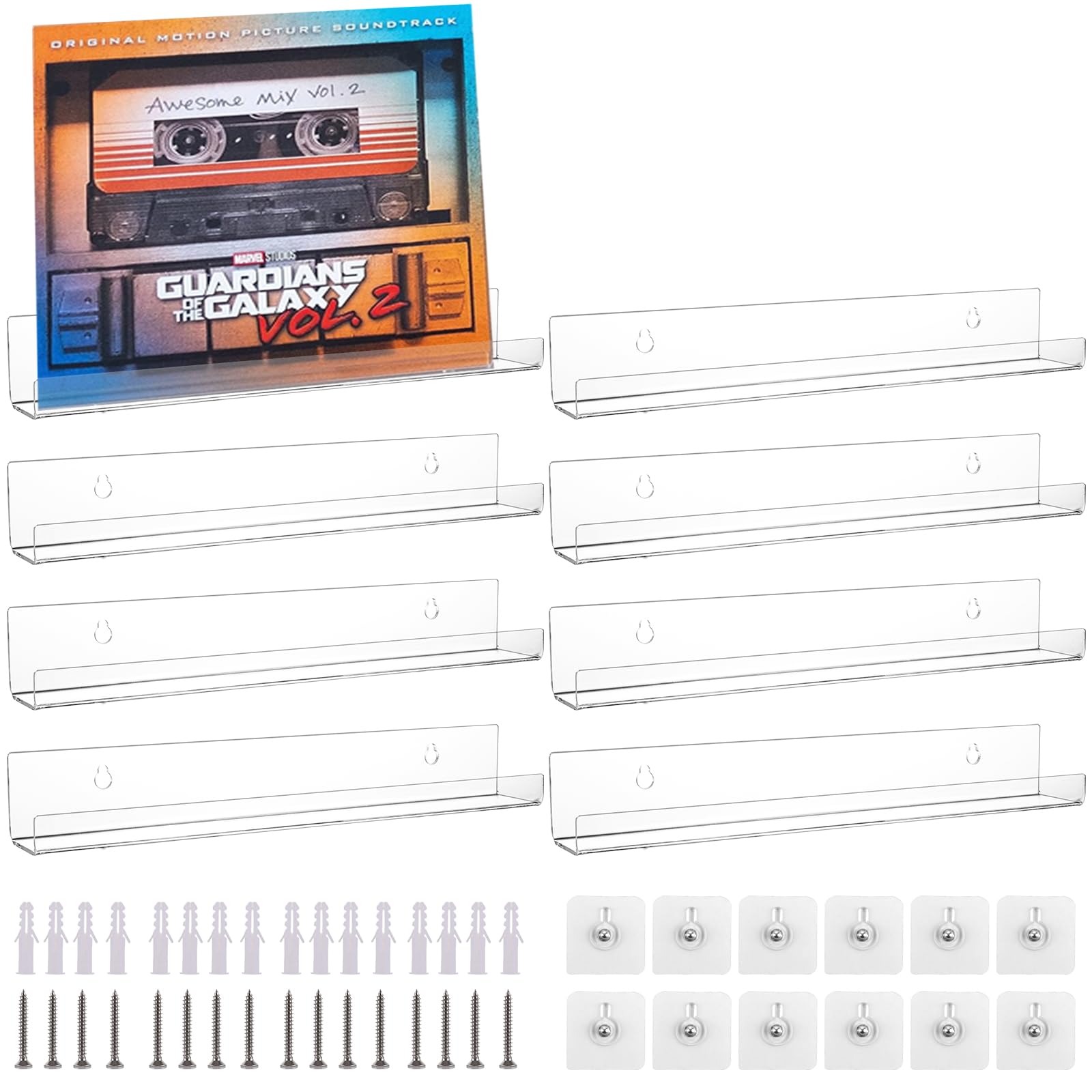 CYEER Lot De 8 Supports Muraux En Vinyle Transparent De 30,5 Cm Pour Disques Vinyles - 30,5 Cm