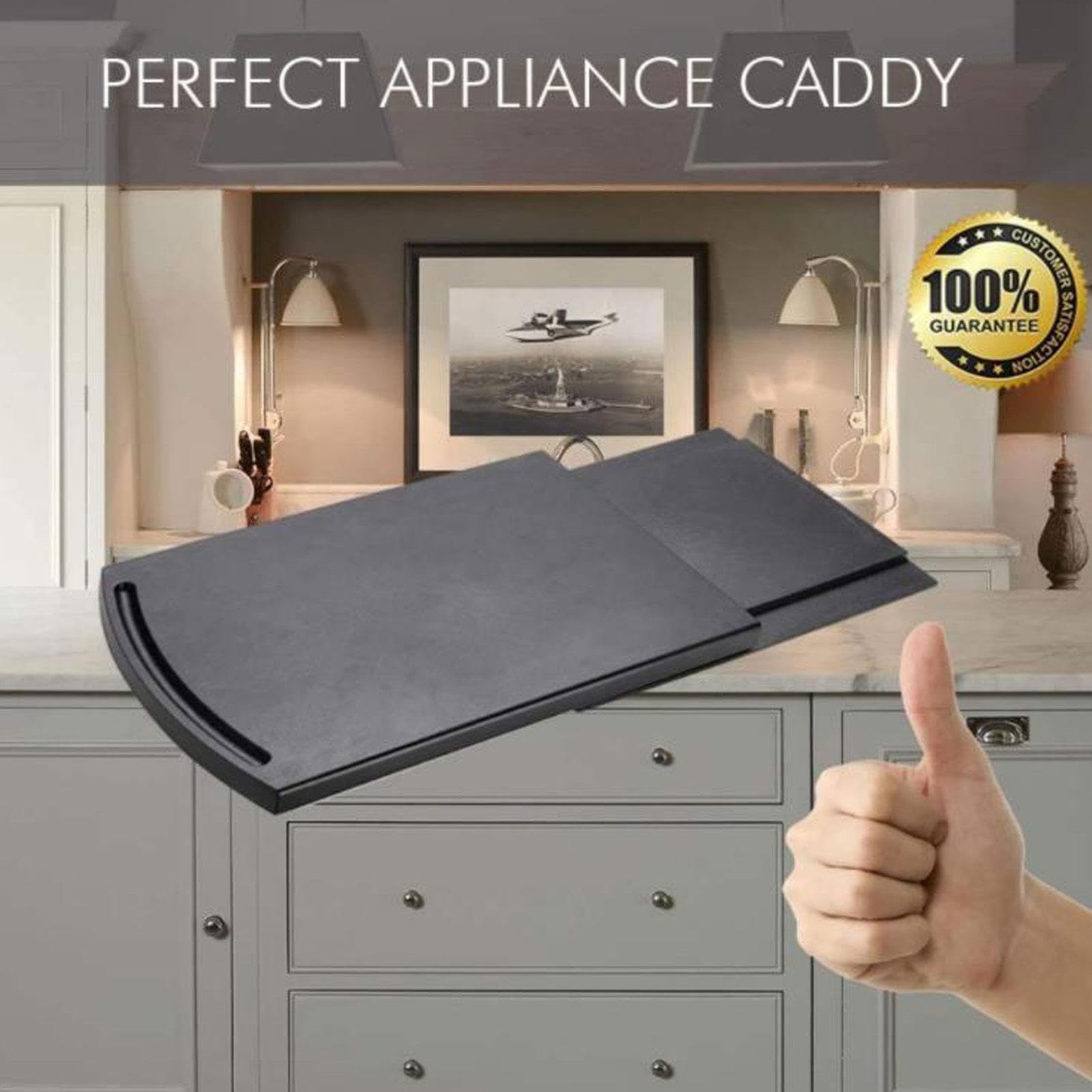 Apparecchio Caddy Sliding VAY - Cucina Caddy Handy Slider vassoio con ruote a rotolamento liscio, sotto la soluzione di stoccaggio del piano di lavoro del mobile per un facile accesso a piccoli