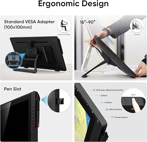 Miniatura 34 de XPPen Artist 22 2ª tableta gráfica de computadora 122% sRGB con función de inclinación, lápiz capacitivo sin batería, soporte ajustable, pantalla