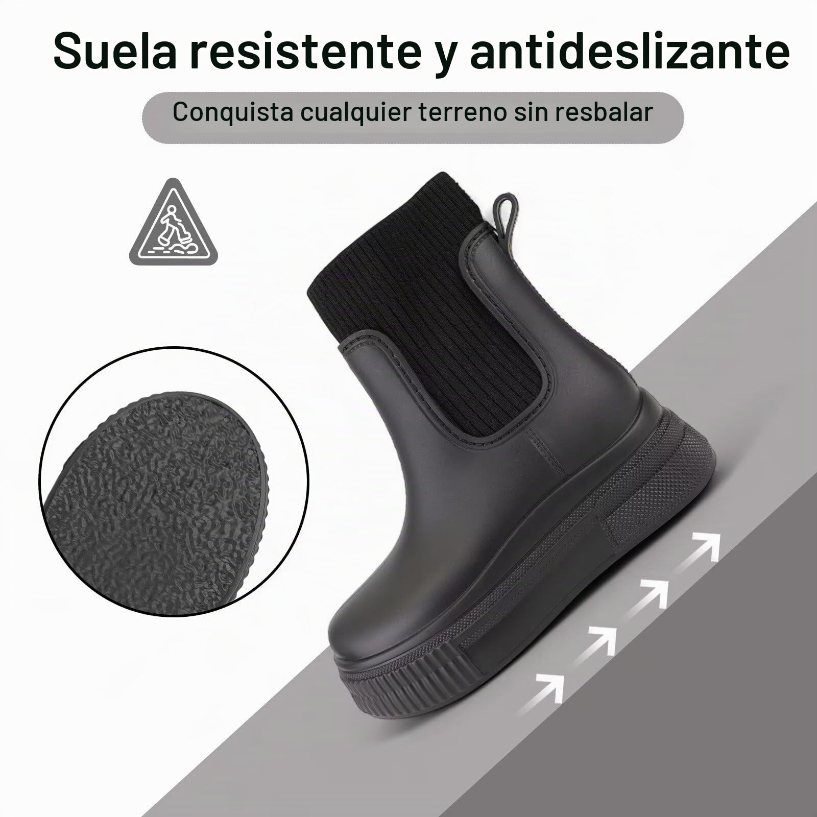 Botas de Agua Mujer Impermeables Antideslizantes Botines de Lluvia para Invierno Cómodos