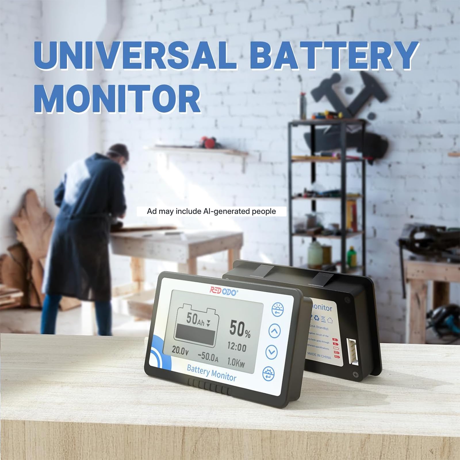 Redodo 500A Batteriewächter mit Shunt, Batteriemonitor Spannungsbereich 8V-120V mit Buzzer Alarm, 20ft abgeschirmtes Kabel, Kompatibel mit Gel, Blei Säure, LiFePO4 Batterie 12v/24v für Wohnmobil,Boot