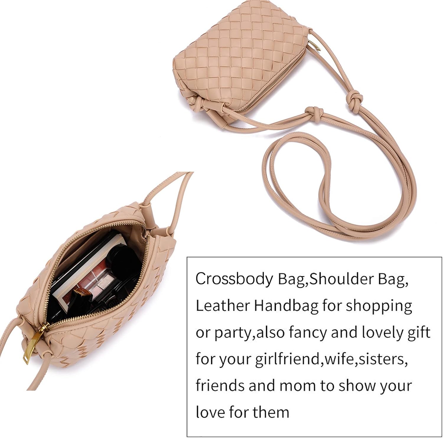 Woven Crossbody Bags For Women Fashion LeatherSmall Handmade Purse Clutch Shoulderbag Handbag - Image 5