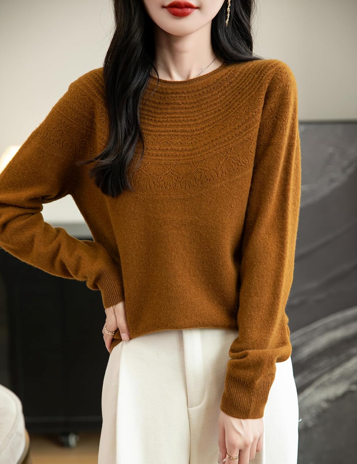 Chanyarn Women's 100% Merino Wool 2025 Fall Winter Crewneck First-Line Ready to Wear Long Sleeve Seamless Knit Sweater - Image 4