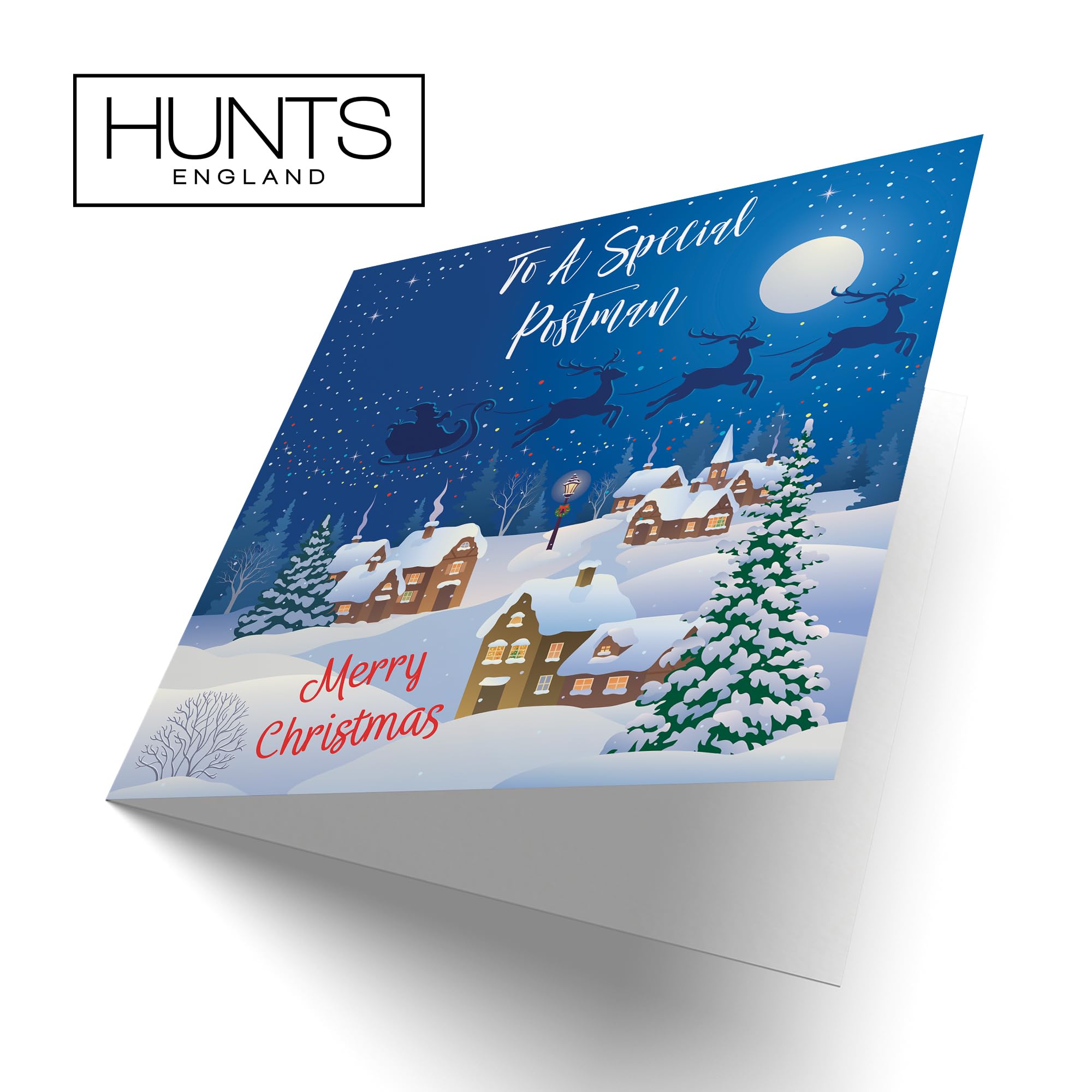 Biglietto Di Natale Hunts England Per Postino: To A Special Postman, Collezione Winter Wonderland, 148x148 Mm