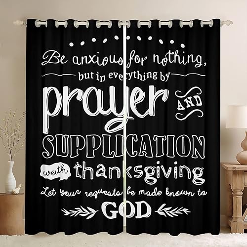 Miniatura 1 de jejeloiu Citas inspiradoras (2 paneles, 38 x 54 pulgadas), cortinas opacas modernas para dormitorio, niños, versículo bíblico, patrón de escritura,