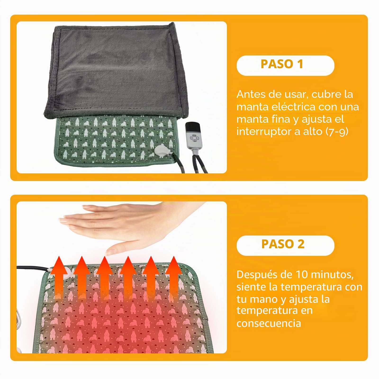 OBEST Manta termica para Perros y Gatos Impermeable, 9 Niveles de Temperatura de 20 a 50 °C, Manta electrica Mascotas con Programador 2 a 12 Horas, Almohadilla térmica Mascotas(45 * 45cm)