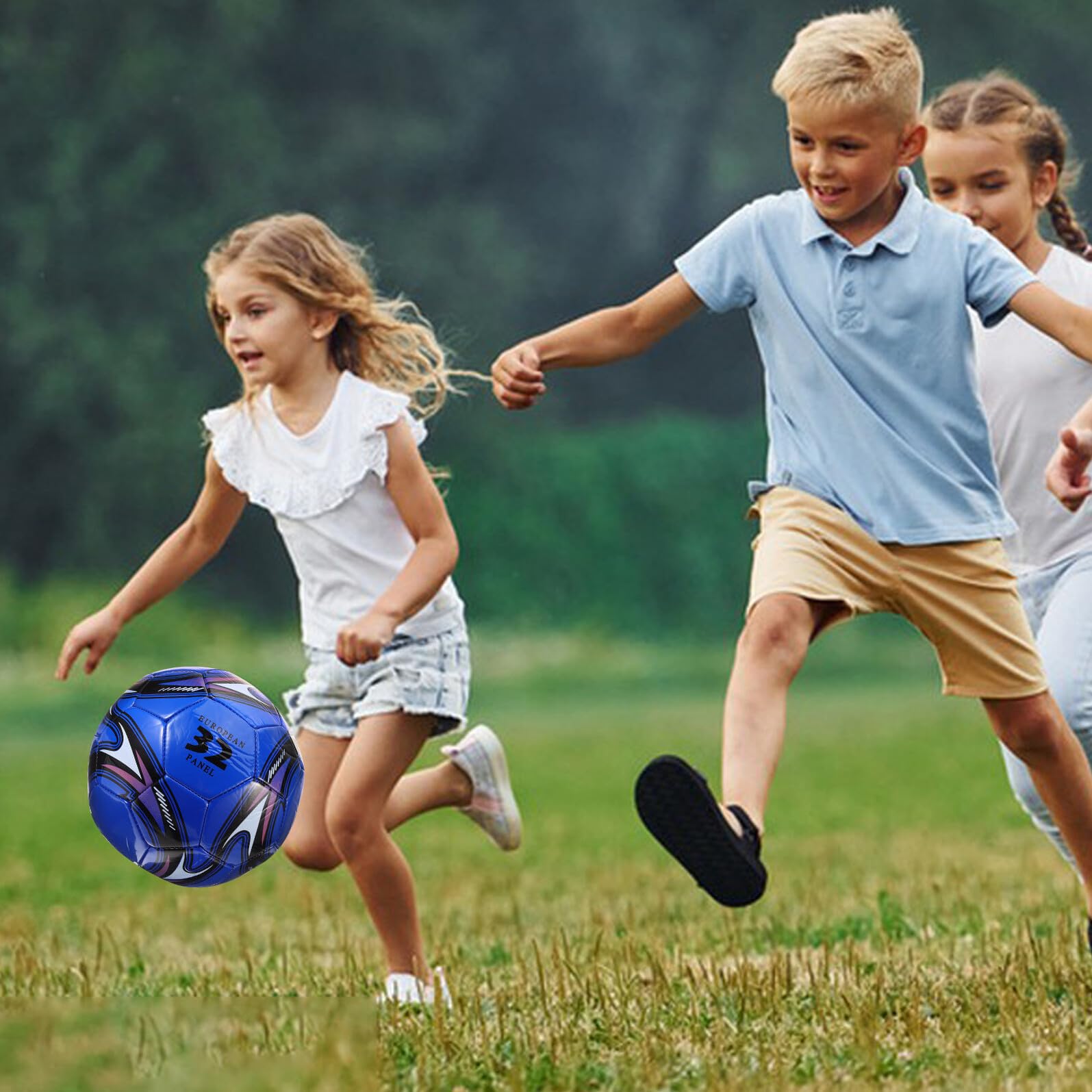 BESPORTBLE Pallone da Calcio Bambini 5 in PVC Cucito per Allenamento | Blu, per Partite e Attività Sportive, Tocco Gradevole, Resistenza All’usura