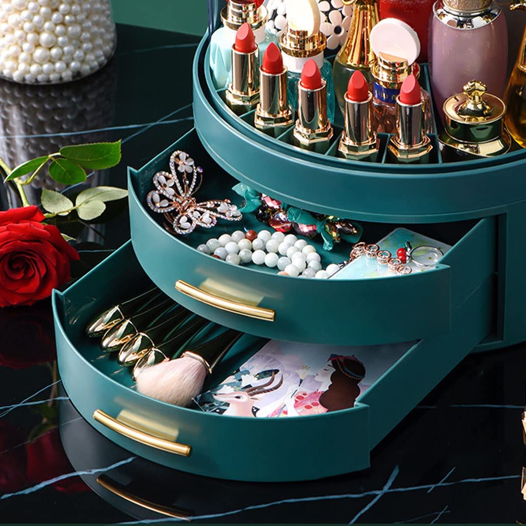 Kosmetische Vitrine Kreative minimalistische kosmetische Aufbewahrungsbox Hautpflegespeicher mit Lampen-Make-up-Spiegel geeignet for Badezimmer-Schlafzimmer-Kommode Make-up-Organizer