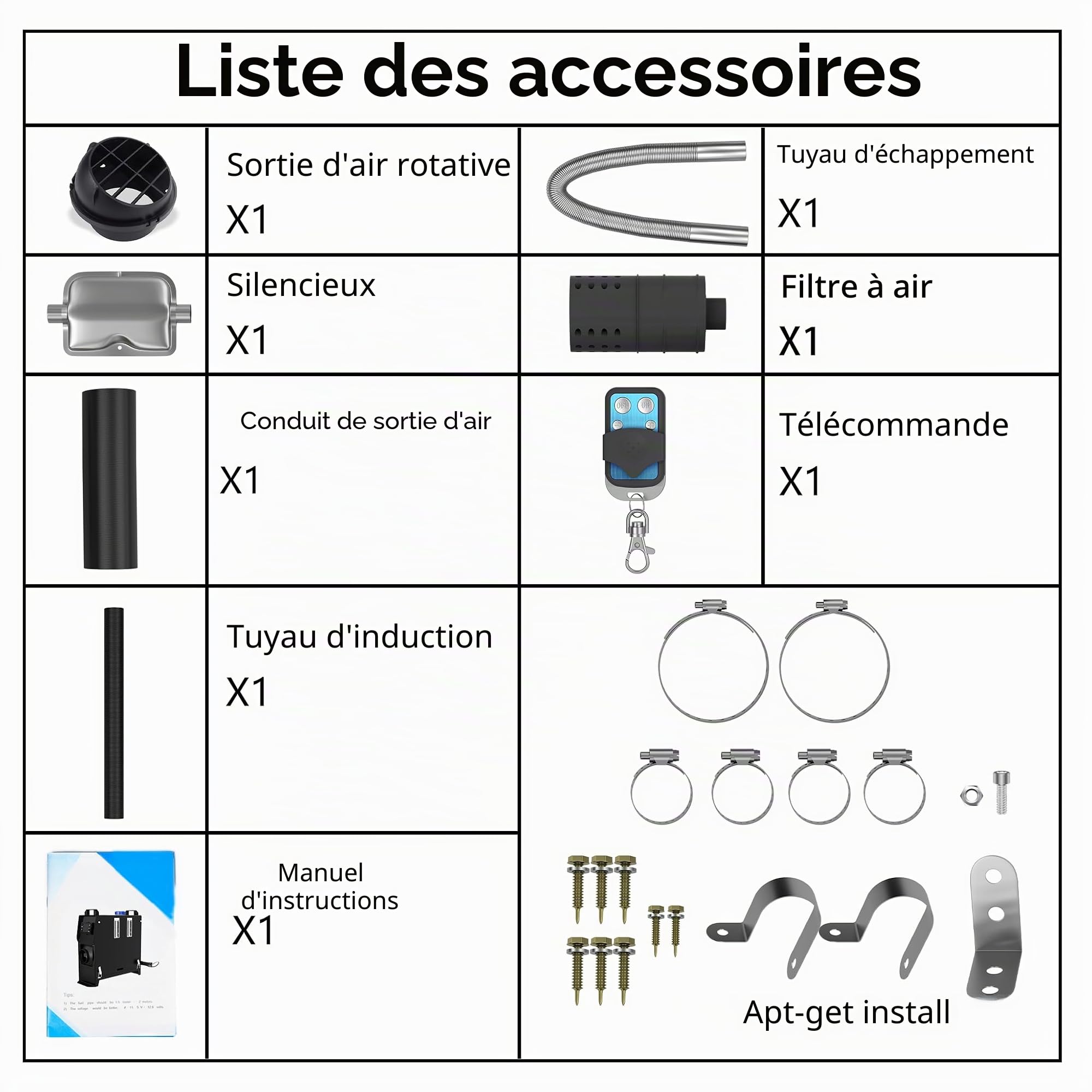 YRHome Chauffage diesel 12 V 8 kW - Chauffe-air diesel avec écran LCD, télécommande et sortie d'air rotative - Pour voiture, camion, camping-car, bateau, voiture, remorque - Noir