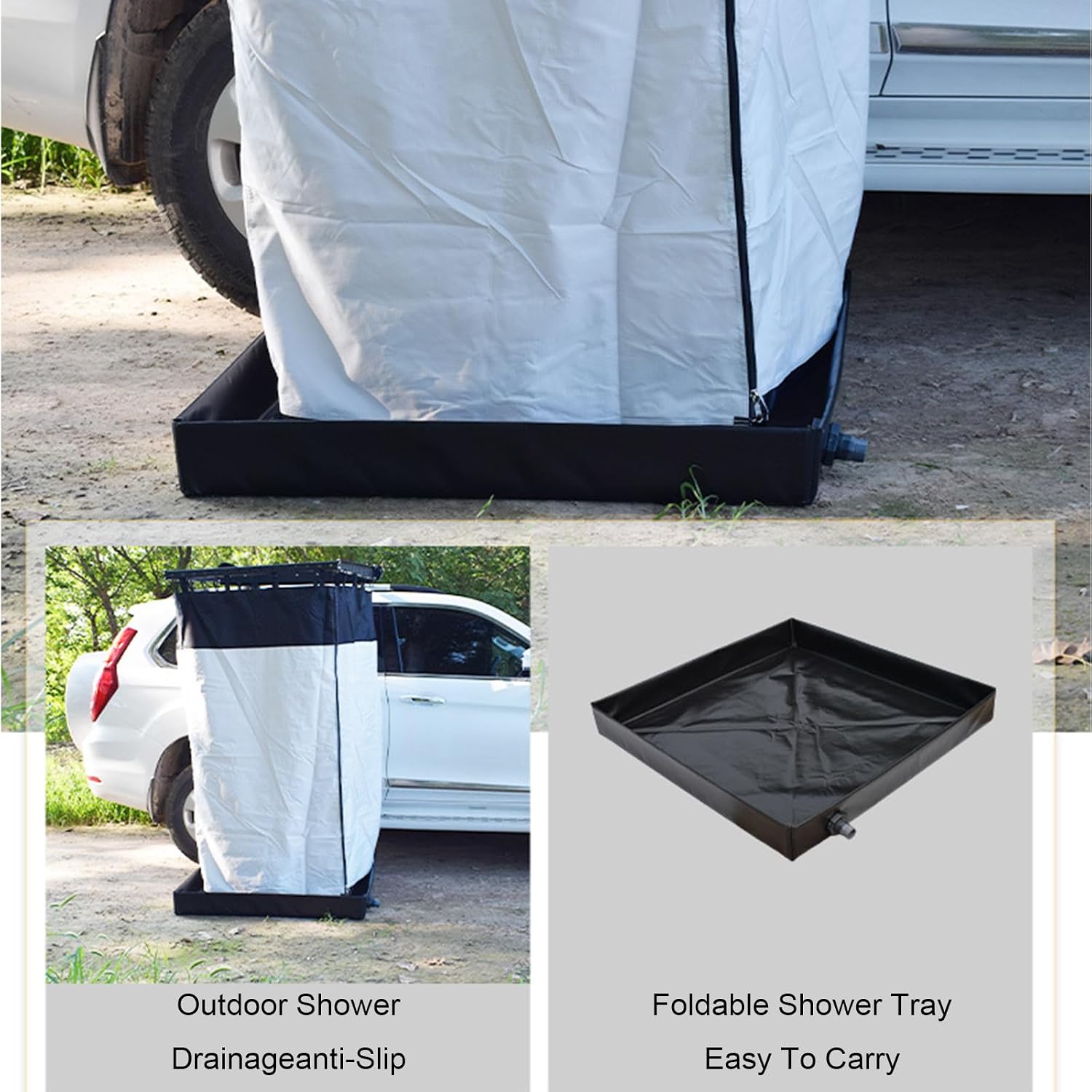 Camping Tent Car Camping Shower Tents Struck Vehicle Awning Shower Room with Floor Mat, Car Side Portable Privacy Shelter Bathroom Outdoor Changing Room Instant TOI