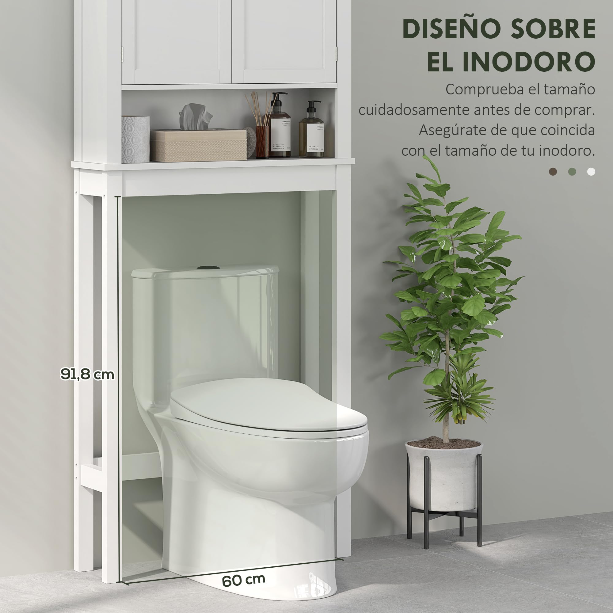 HOMCOM Mueble sobre Inodoro Armario para Lavadora 70x20x175 cm Blanco