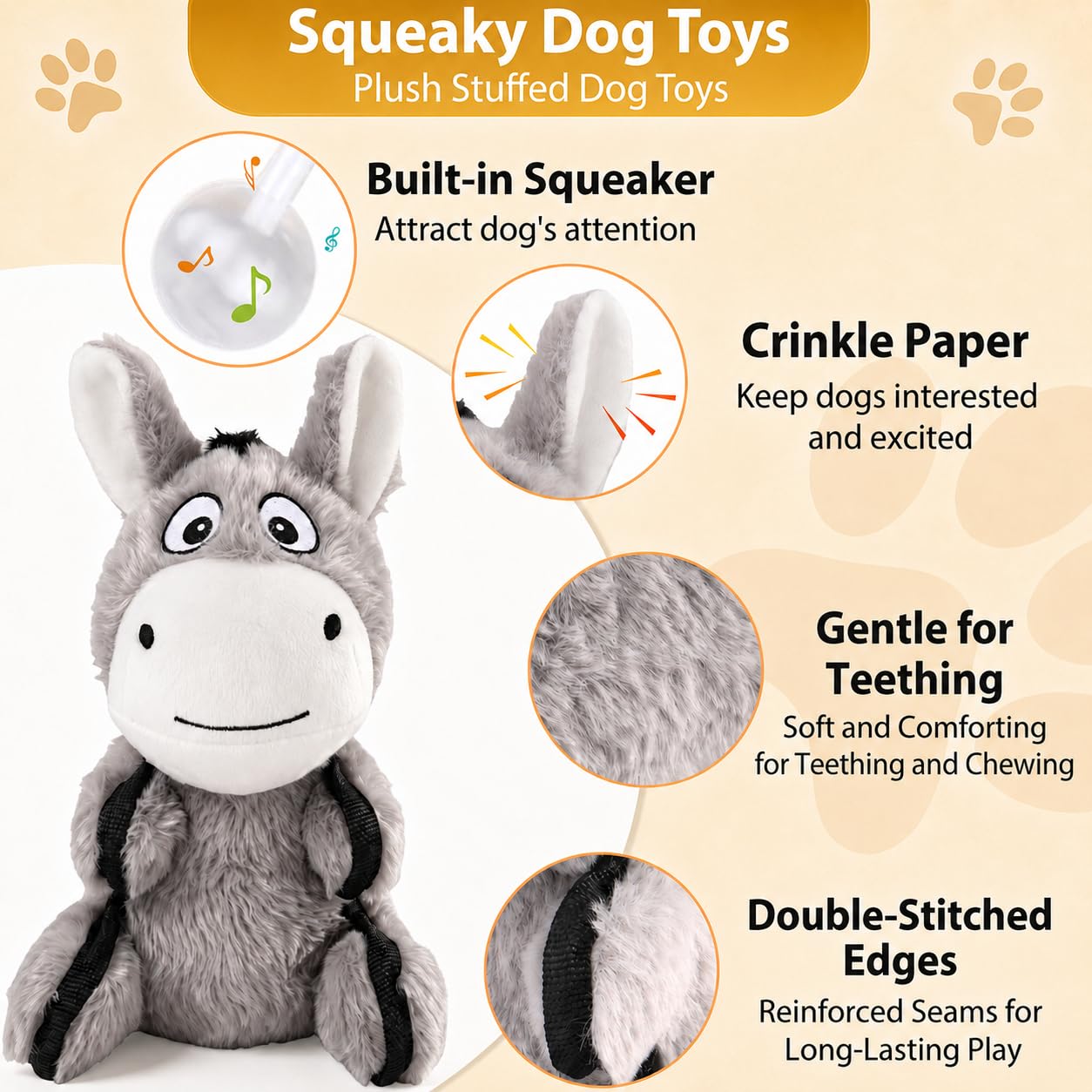 Drmstow Lot de 3 jouets couineurs en peluche pour chiens de petite, moyenne et grande taille