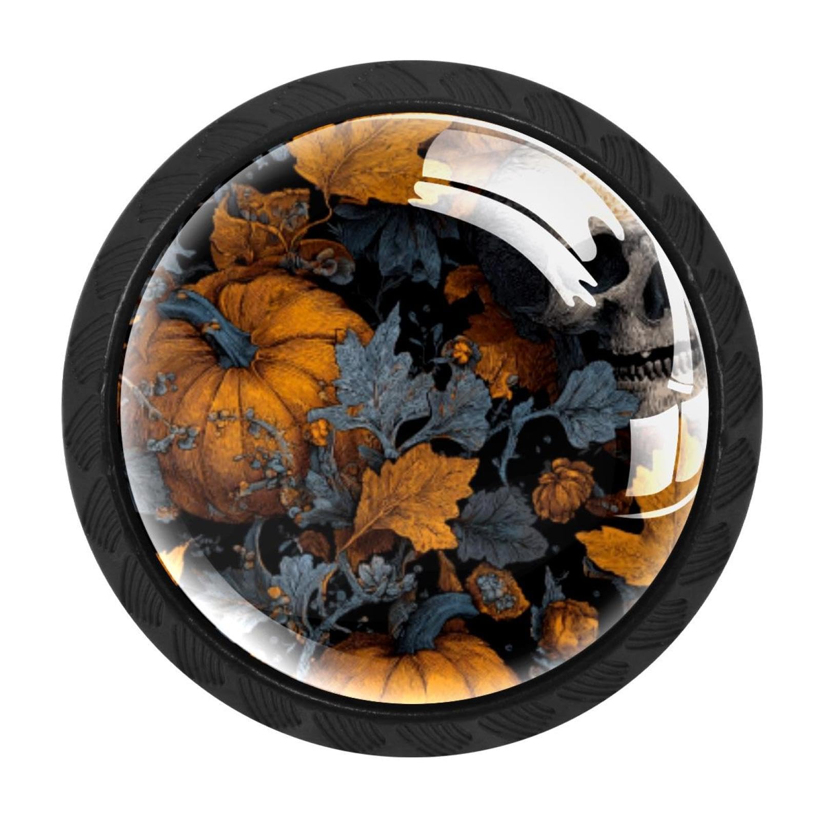 CHENZZZZ Scary Halloween (4) Colorful Drawer Pulls 4 Pcs Handle Glass Door Cabinet Knobs Home Office Kitchen Wardrobe Cupboard Hardware for Dresser Drawers