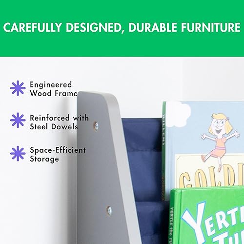 Miniatura 33 de Humble Crew Librero de almacenamiento para libros infantiles, gris/blanco, 4 niveles Gris/Blanco,verde (camo green),Gris/rosado,Madera