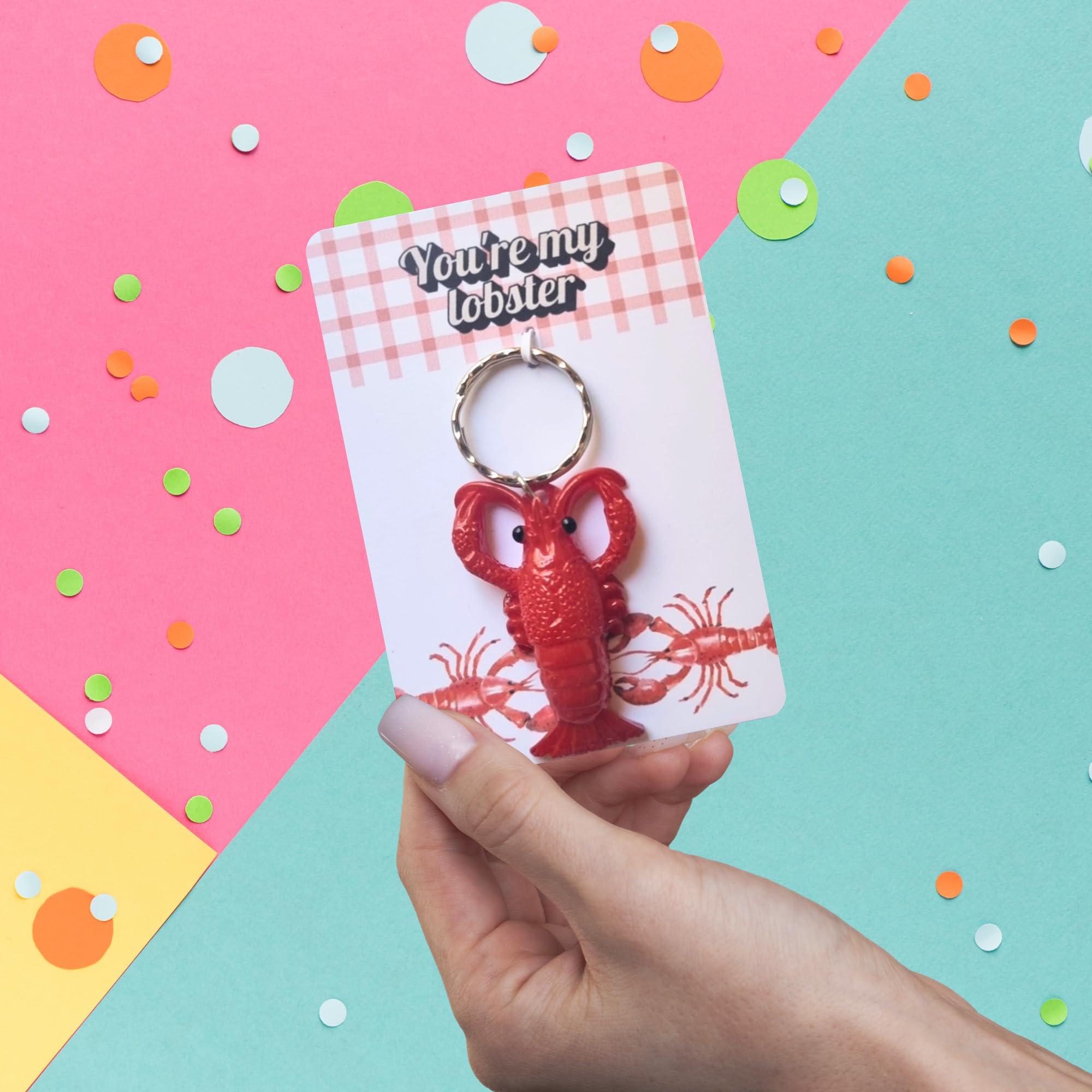 Lobster Keyring on Presentation Card, UK Made, Perfect Husband or Wife Socking Filler Gift, 'You're My Lobster' Sentiment - Image 2