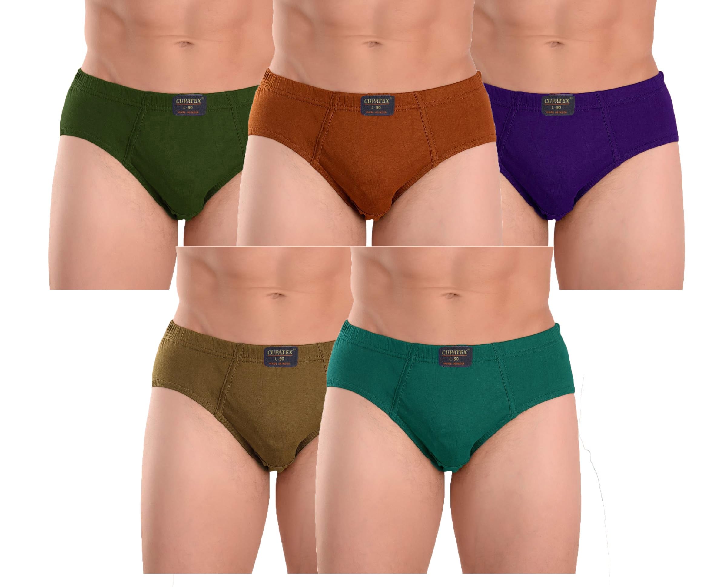 clever creations Cupatex Mens Inner Elastic Cotton Multicolour Briefs for Men (Pack of 5)-picture-38