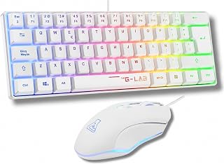 The G-Lab Combo Hydrogen - Pack Teclado y Ratón Gaming Blanco QWERTY ES | Teclado Gaming 60% + Ratón Gaming RGB, Formato Compacto, Blanco, Compatible PC/PS4/PS5