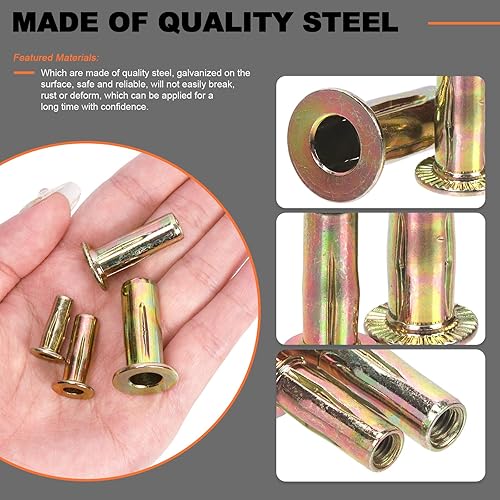 Miniatura 4 de Kit de tuercas remachadoras M4 de agarre múltiple, tuerca remachadora de acero al carbono chapada en zinc, tuerca de remache de alta resistencia,