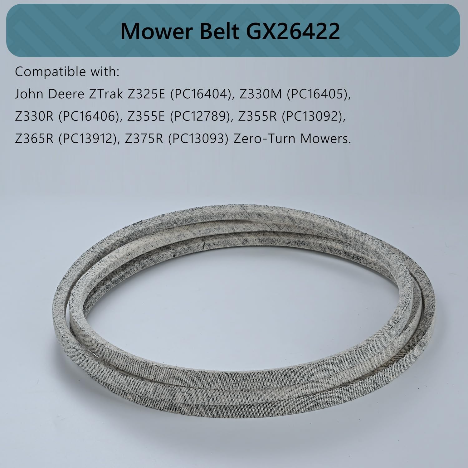 0.5x146 Mower Belt GX26422 for John Deere Z325E, Z330R, Z355R, Z375R, Z330M, Z355E, Z365R ZTrak Zero Turn Mowers, Durable Kevlar Lawn Mower Drive Belt GX26422