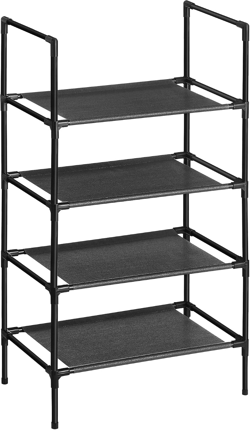 SONGMICS 4-Tier Shoe Rack, Shoe Storage Organizer with Metal Frame, Non-Woven Fabric Layer, for Hallway, Bedroom, Living Room, 17.7 x 11 x 31.5 Inches, Black ULSR004B02