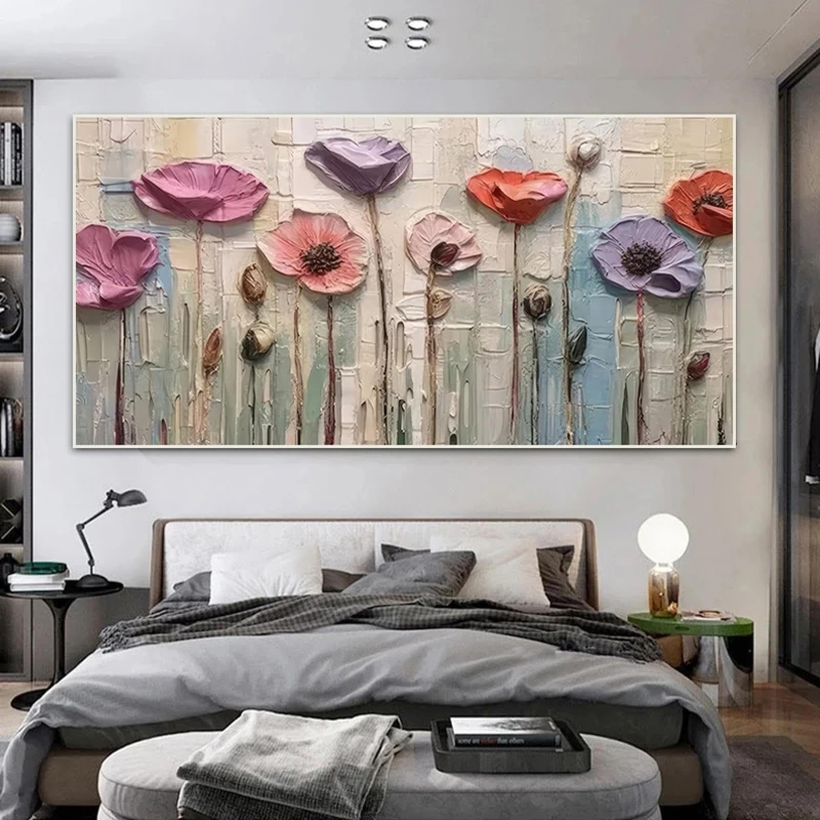 Toile moderne fleur rose pour décoration murale salon élégant - 8