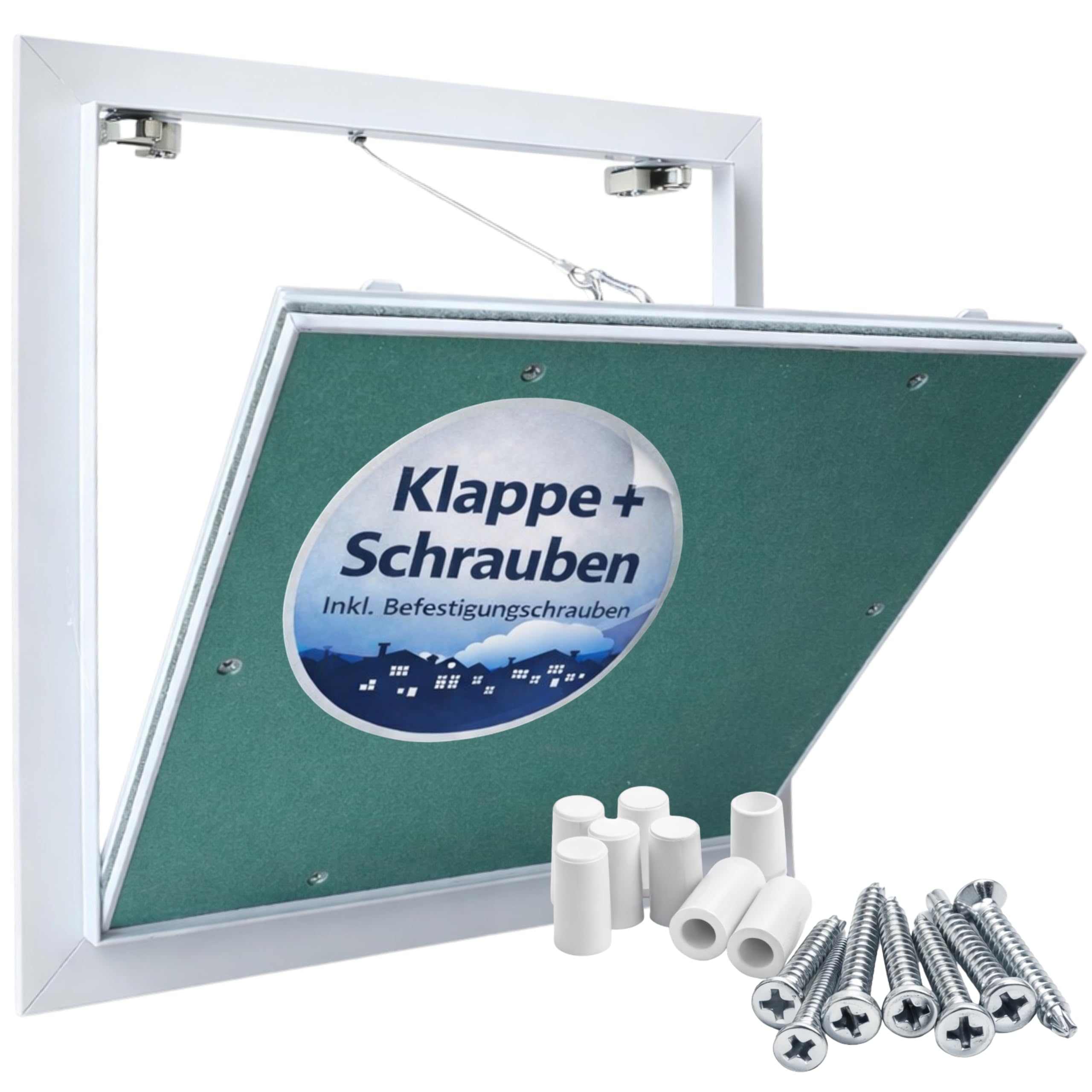 Puerta de revisión de 30 x 30 cm – al ras y se puede pintar, puerta de revisión con junta, apertura de mantenimiento de 300 x 300 mm para paneles de yeso, push-to-open, para placas de yeso de 12,5 mm