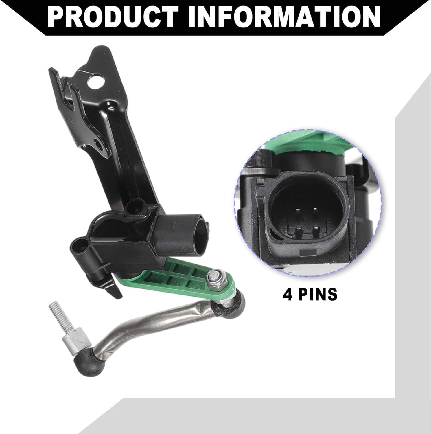 No.8R0941285D Suspension Ride Height Level Sensor for Audi Q5 2009-2017/ Front Left Right Headlight Level Sensor/Durable Metal/ 1 Pair Black