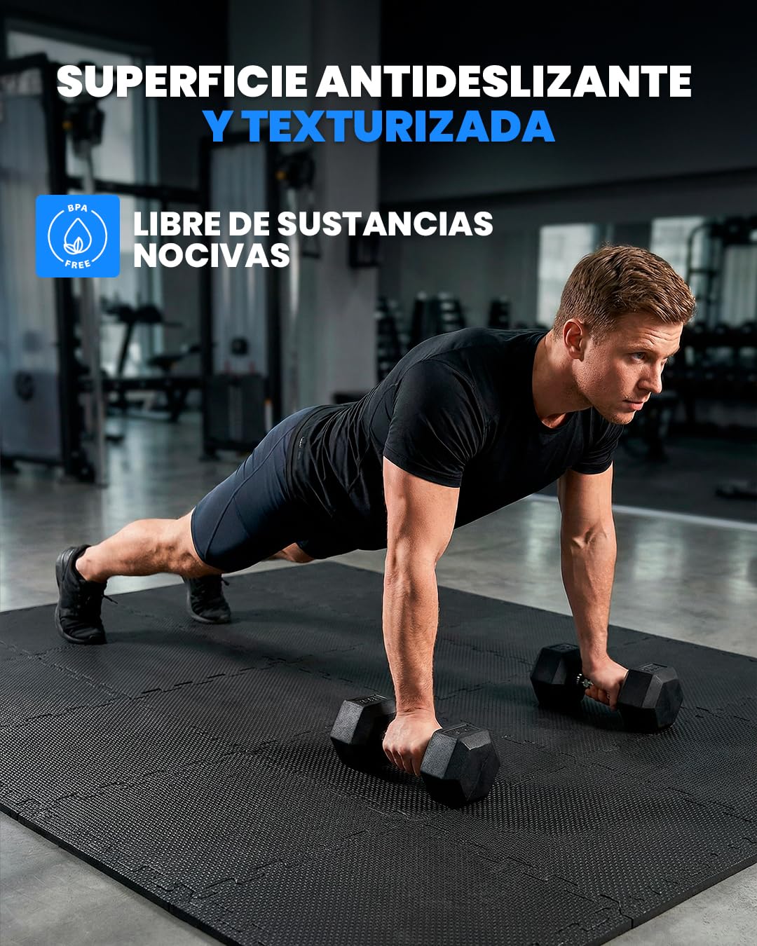 unycos - Esterilla Fitness Puzzle para Suelo de Gimnasio【30x30x1 cm】 Set de Protección de Espuma EVA, 20 Piezas, Alfombra Expandible, Tatami para Pisos | Impermeable, No Tóxica (Negro I 1,80 m²)