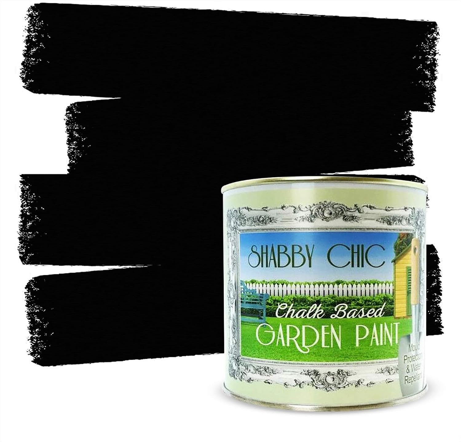 Shabby Chic Garden Paint: 1 Liter - Post Black - Chalk Based Furniture Paint for Outdoor and Exterior, No Primer Required, Matte Finish
