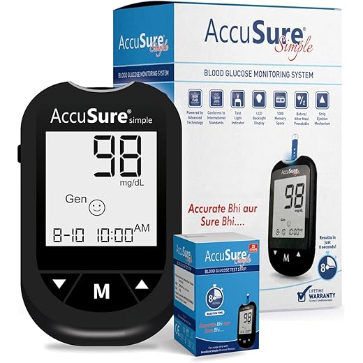 AccuSure Digital Glucometer Kit with 25 Strips