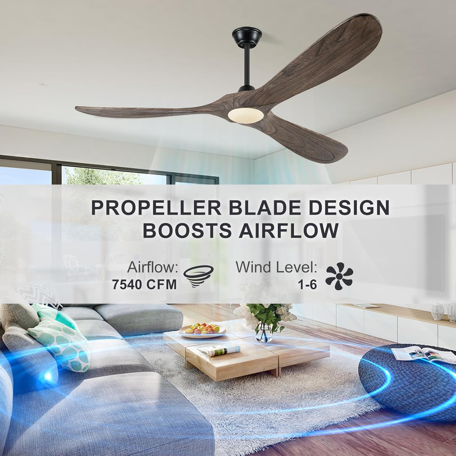 Eliora 60 Inch Ceiling Fans with Lights, Wood Outdoor Ceiling Fan for Patio and Remote Control Rustic Propeller Large Ceiling Fans with Light Farmhouse Indoor Quiet High cfm, Deep Brown