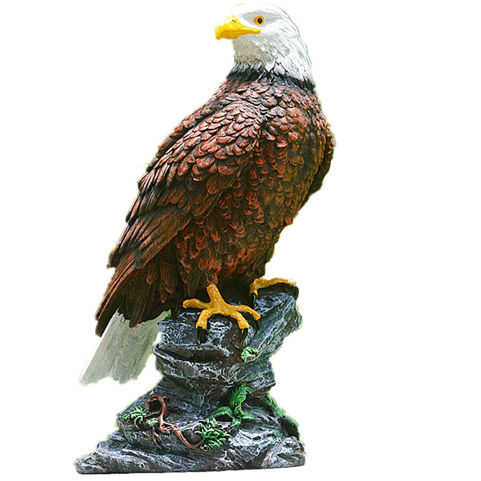 Zooeewly 11.4"(29cm) Tall Eagle On Rocks Statue Resin Figurine, Rustic Home Decor Sculpture & Wildlife Bird Gift for Family,A