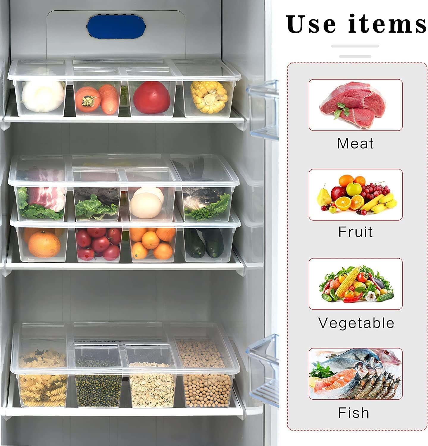 Eanpet 2Pack Veggie Tray with Lid 5 Compartment Food Container with Dividers Large Serving Tray Travel Snack Containers Stackable Produce Saver Snackle Box for Fruit,Vegetable,Salad,Meal - Image 5